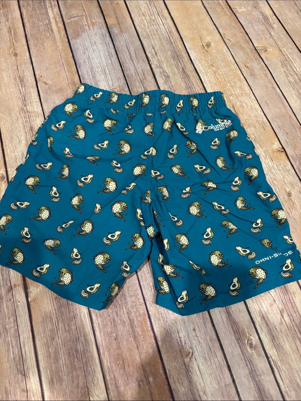 Columbia Teal Kids' Avocado Print Swim Shorts